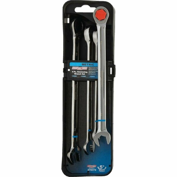 Channellock Metric 12-Point Ratcheting Combination Wrench Set 4-Piece 378372